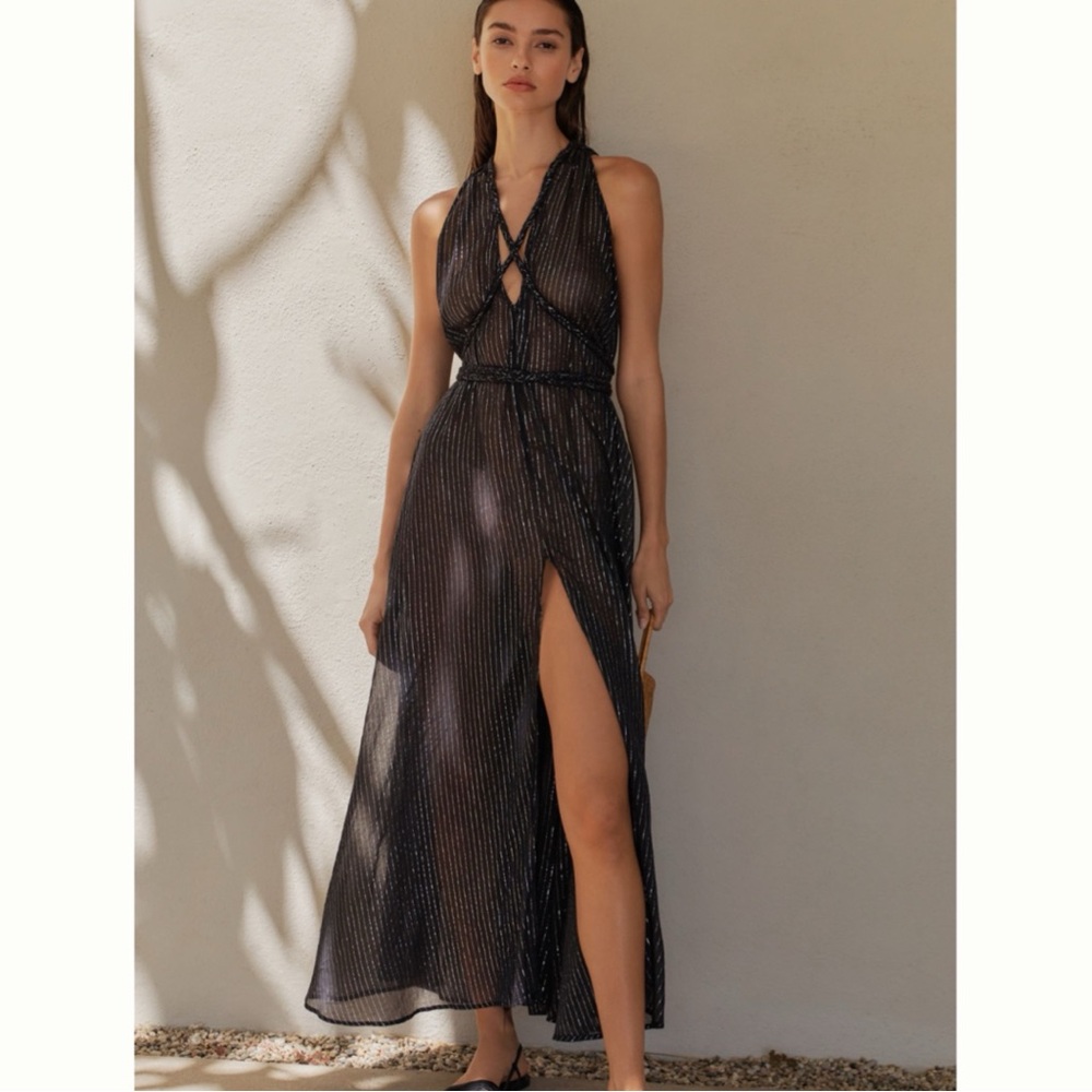 Anthropologie Black Sheer Maxi Dress